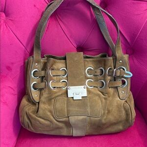 Jimmy Choo Ramona Brown Suede Shoulder Bag